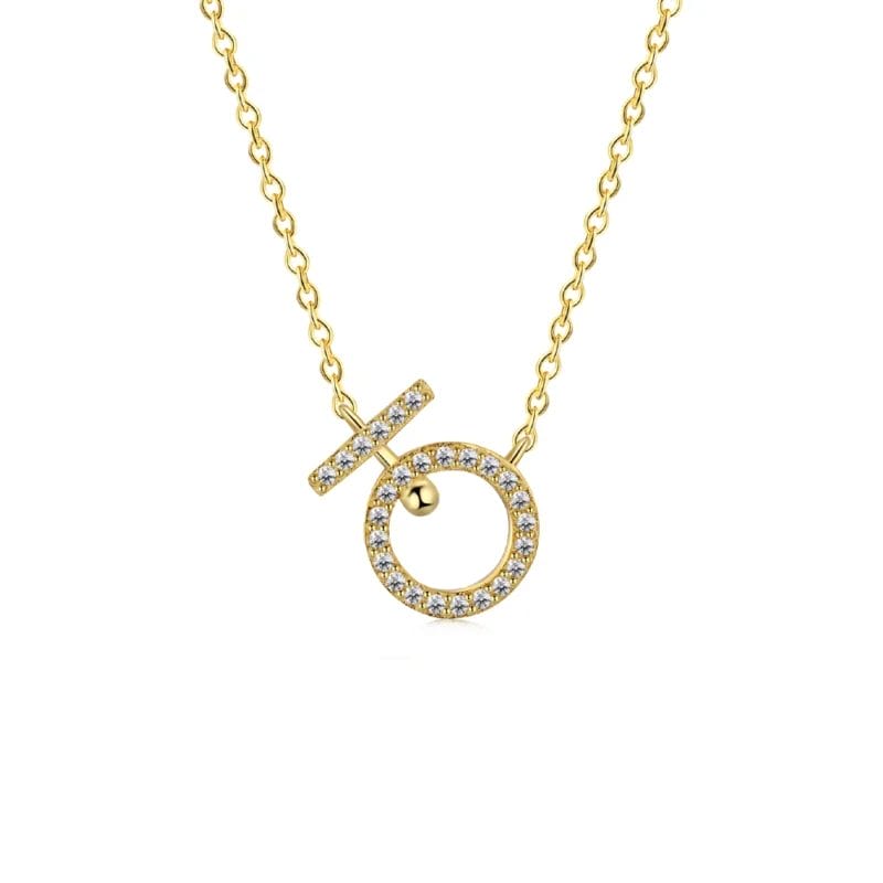 Golden Radiance Circle Pendant Necklace"
