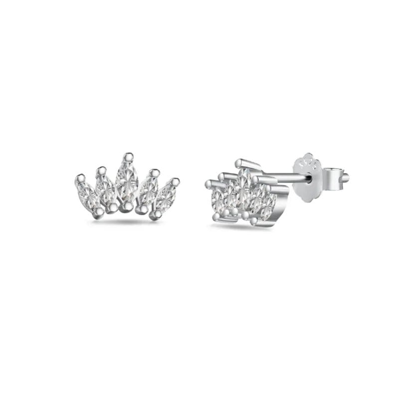 Regal Sparkle Crown Stud Earrings