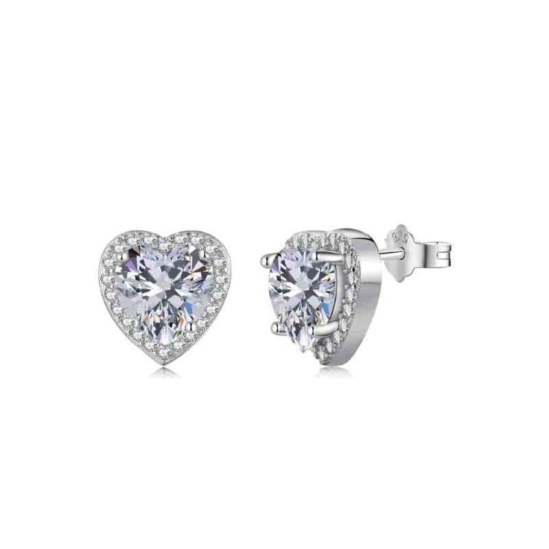 Sparkling Heart Solitaire Earrings