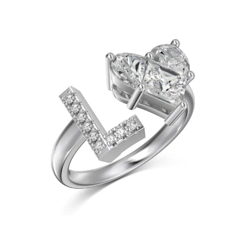 Initial L Heart Ring – 925 Sterling Silver – Adorn By Destiny