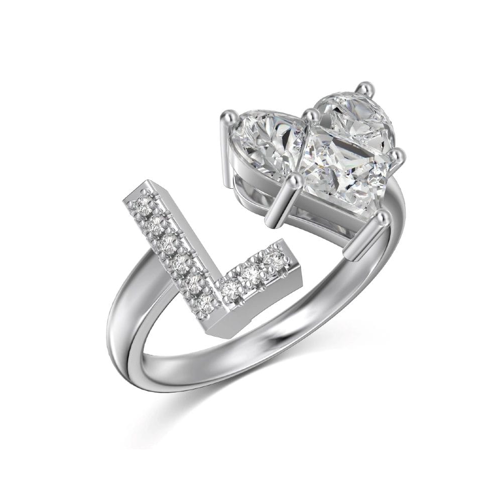 アクセサリー GOD ONLY KNOWS / TEAR HEART RING / L Initial L Heart Ring - 925 Sterling Silver - Adorn By Destiny